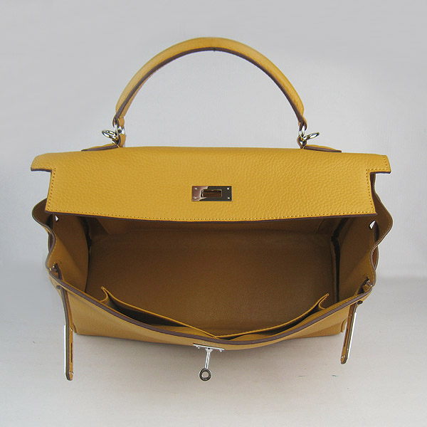High Quality Hermes Kelly 35CM Togo Leather Bag Yellow 6308